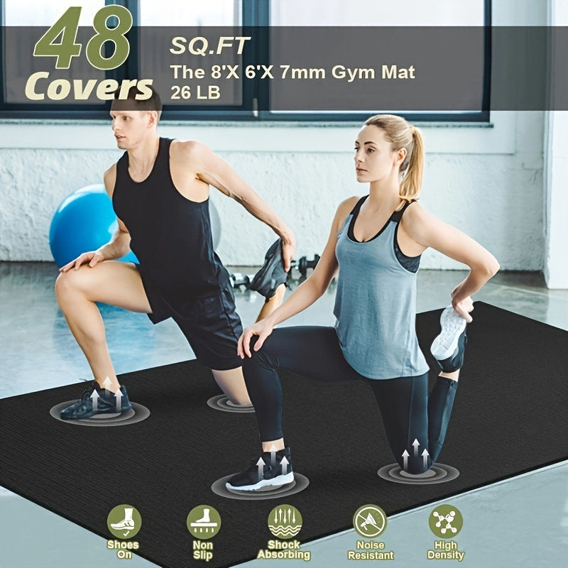 Exercise Mat 8'x6' High-density Thickened Professional Home Gym Flooring Unisex Slip-resistant Shock-absorbing Upgraded Ultra-wear-resistant Material
