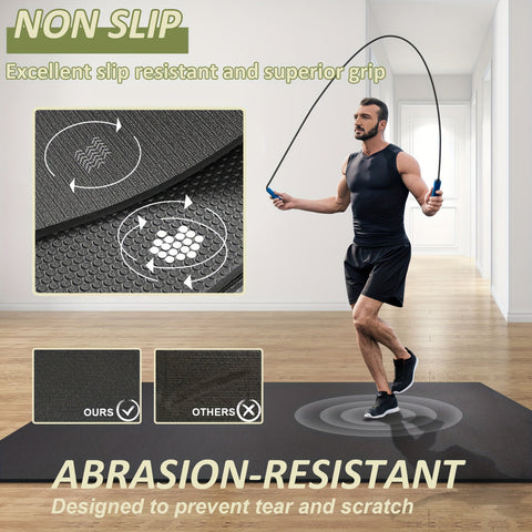 Exercise Mat 8'x6' High-density Thickened Professional Home Gym Flooring Unisex Slip-resistant Shock-absorbing Upgraded Ultra-wear-resistant Material