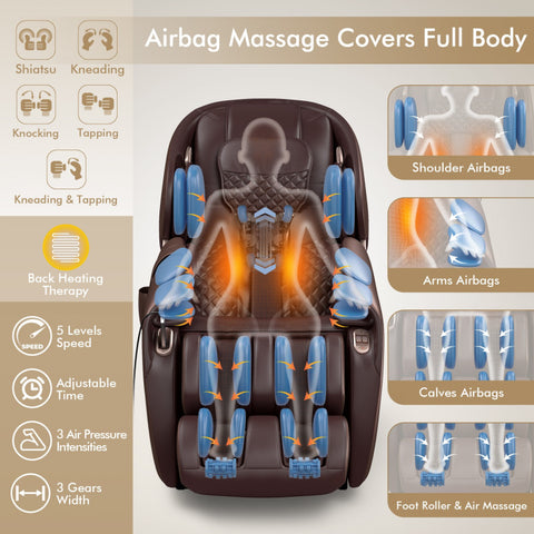 Zero Gravity Full Body Massage Chair with SL Track and Yoga Stretching
