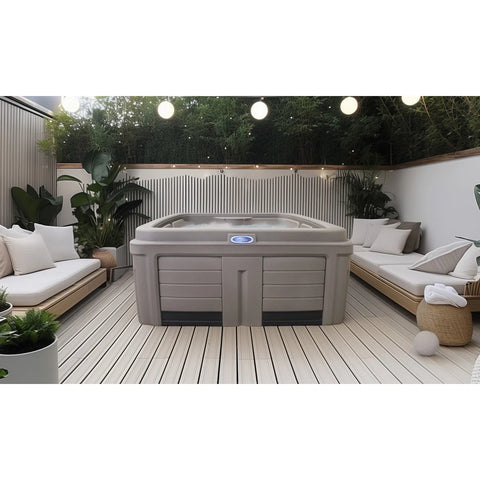 Origin 5-Person Lounger 30 Jet Plug and Play, 240V Hot Tub, Real Stainless Heater, Ozone, Waterfall and Upgraded Lighting
