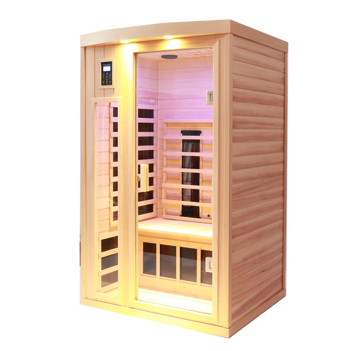 Two-Person Hemlock Far-Infrared Heating Sauna With Reading Lights + Colored Lights + Bluetooth + External Lights