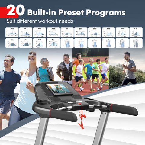 4.75 HP Folding Treadmill with Auto Incline and 20 Preset Programs