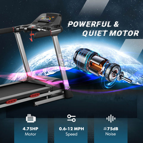 4.75 HP Folding Treadmill with Auto Incline and 20 Preset Programs