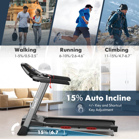 4.75 HP Folding Treadmill with Auto Incline and 20 Preset Programs