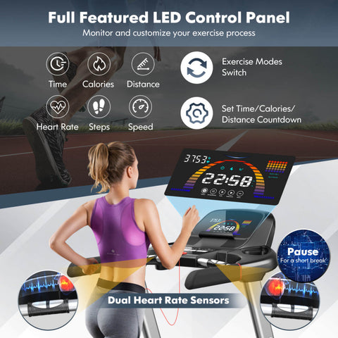 4.75 HP Folding Treadmill with Auto Incline and 20 Preset Programs