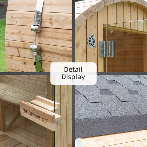 4-Person Outdoor Barrel Sauna with View Window,Electric Heater,Sauna Starter Kit