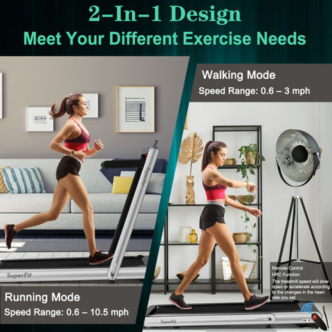 2 In 1 Folding Walking Pad Treadmill with Remote APP Control