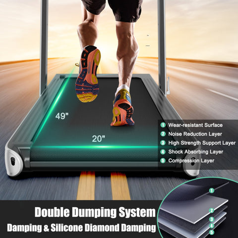 2 In 1 Folding Walking Pad Treadmill with Remote APP Control