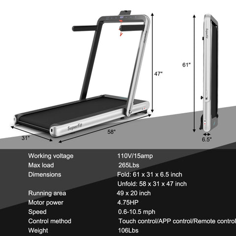 2 In 1 Folding Walking Pad Treadmill with Remote APP Control