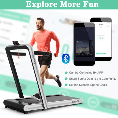 2 In 1 Folding Walking Pad Treadmill with Remote APP Control