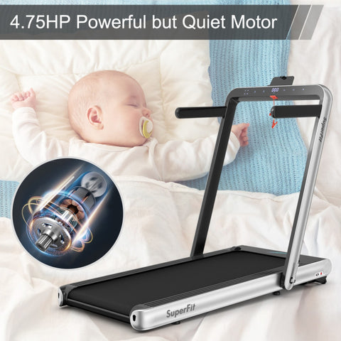 2 In 1 Folding Walking Pad Treadmill with Remote APP Control