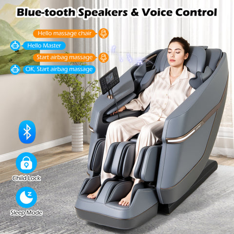 Relaxation 48 - Full Body Zero Gravity Massage Chair SL Track Recliner with Touch Screen