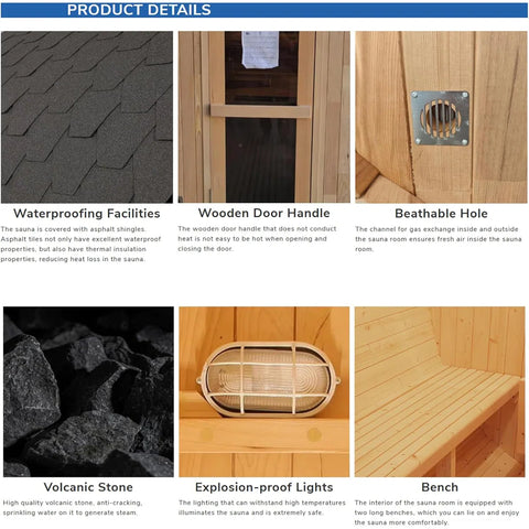 Outdoor Barrel Steam Sauna with Panoramic View, Canadian Red Wood Sauna for 4-6 Person, 6KW Heater, Rocks, 8mm Tempered Glass, Waterproof System